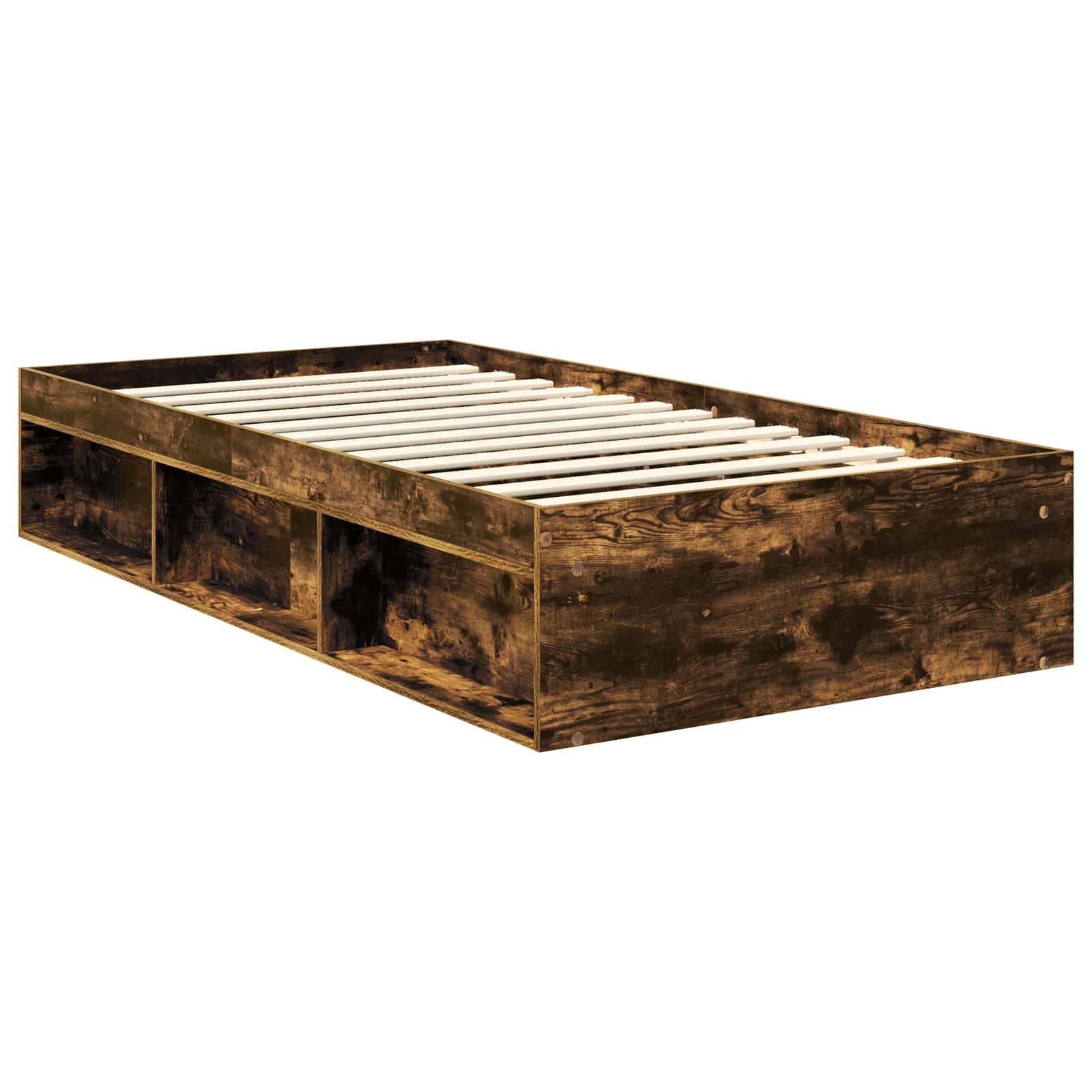 Cadre de lit chêne fumé 100 x 200 cm bois de pin massif - 5