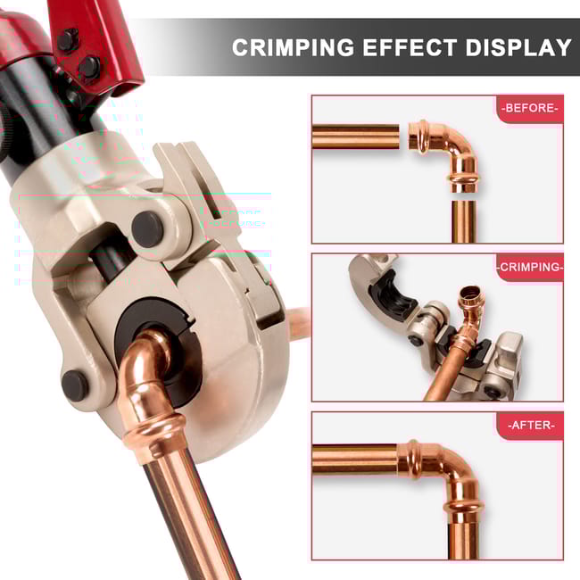 Pinza Idraulica 6T Pinza Crimpatrice 360° Testa Girevole A 360°, Pressa Radiale Tubo Di Rame V-TH Contorno, Per Impianto Di Riscaldamento Dell'acqua Industriale
