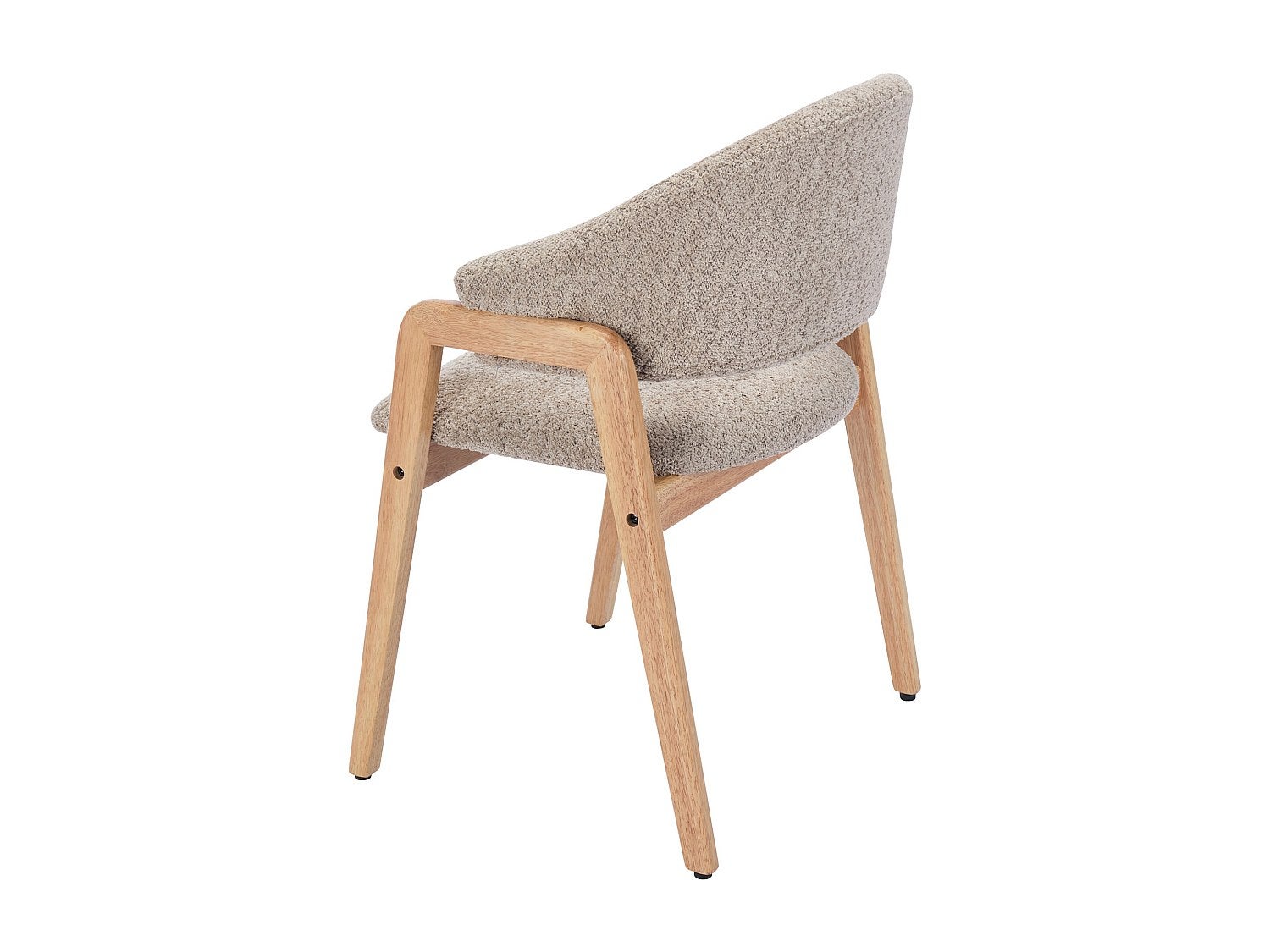 Lot de 6 chaises avec accoudoirs en tissu bouclette et bois d'hévéa - Taupe et naturel - SOLUNA - 8