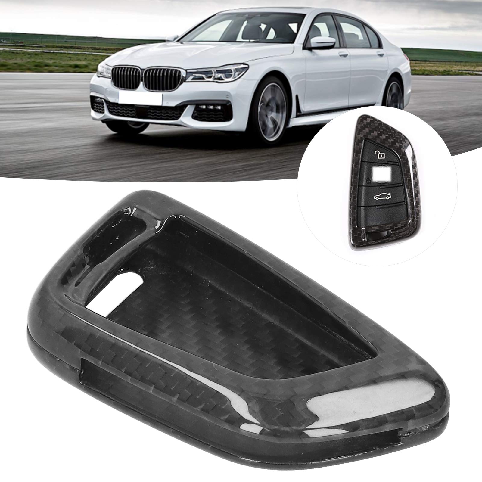 Custodia protettiva per telecomando in fibra di carbonio adatta per le serie 1/2/5/7 G11 G12 G30 - 3