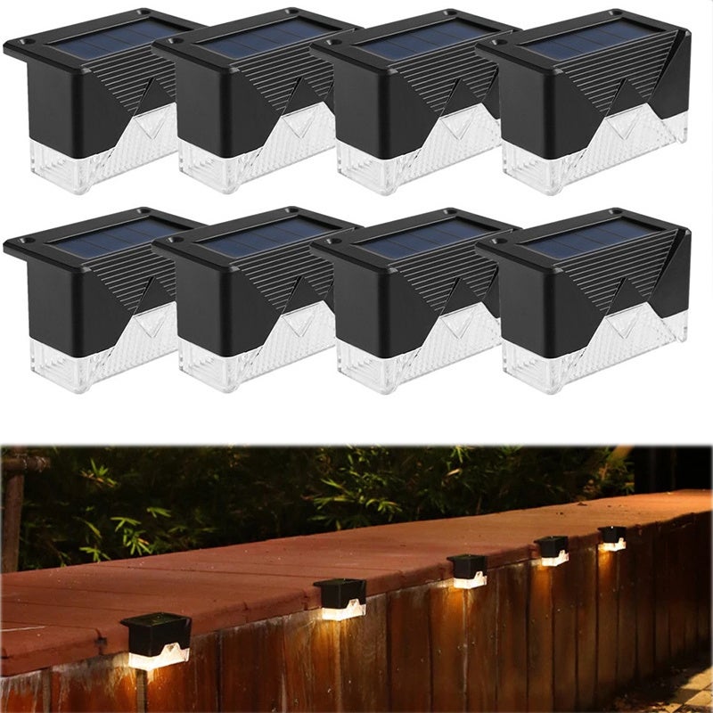Zewnętrzne lampy solarne do ogrodzenia Wodoszczelne lampy solarne do użytku na zewnątrz do ogrodu schody tarasy klatki schodowe zestaw ciepłe światło