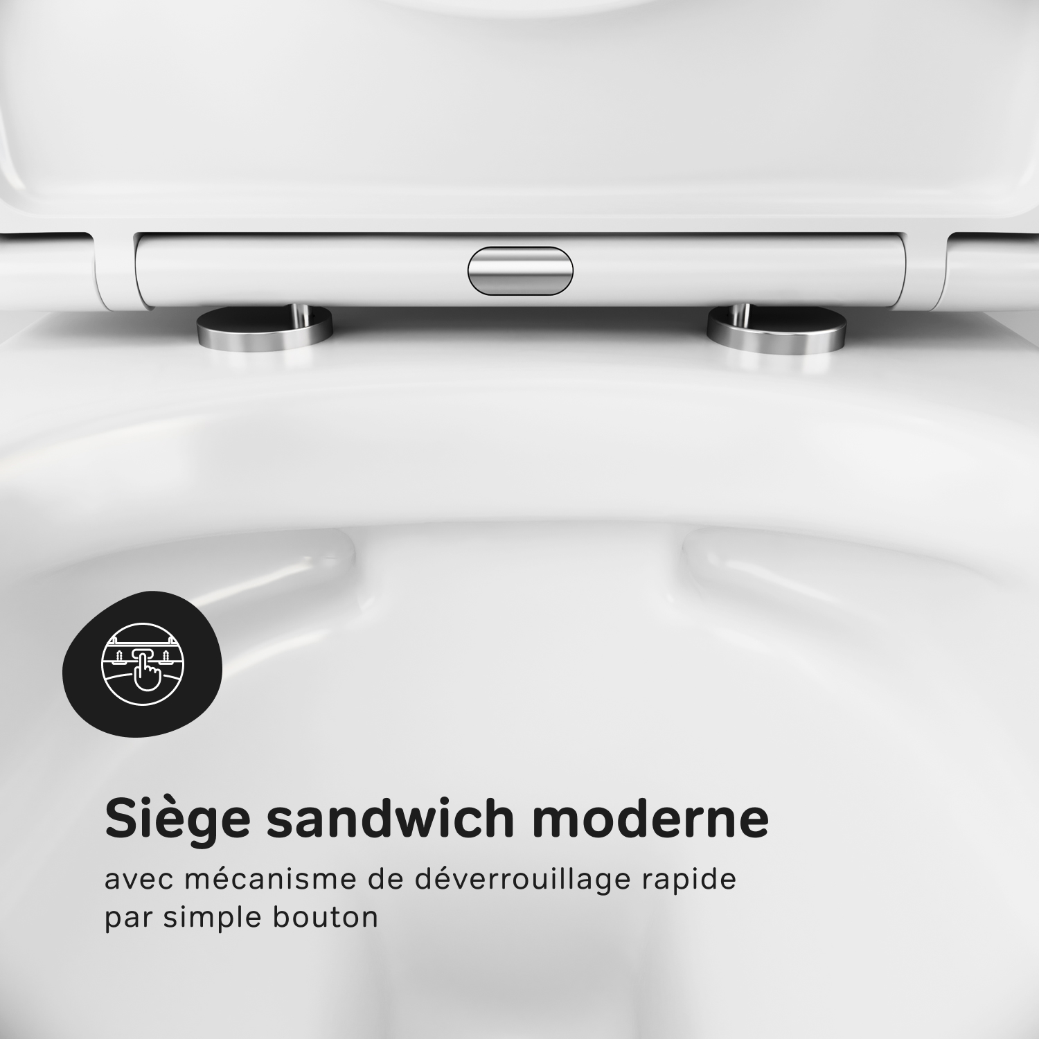 WC Suspendu en céramique sans bride Cuvette Toilette WC suspendu sans bord FlashClean abattant amovible frein de chute Softclosing, Blanc AM.PM Flash - 4