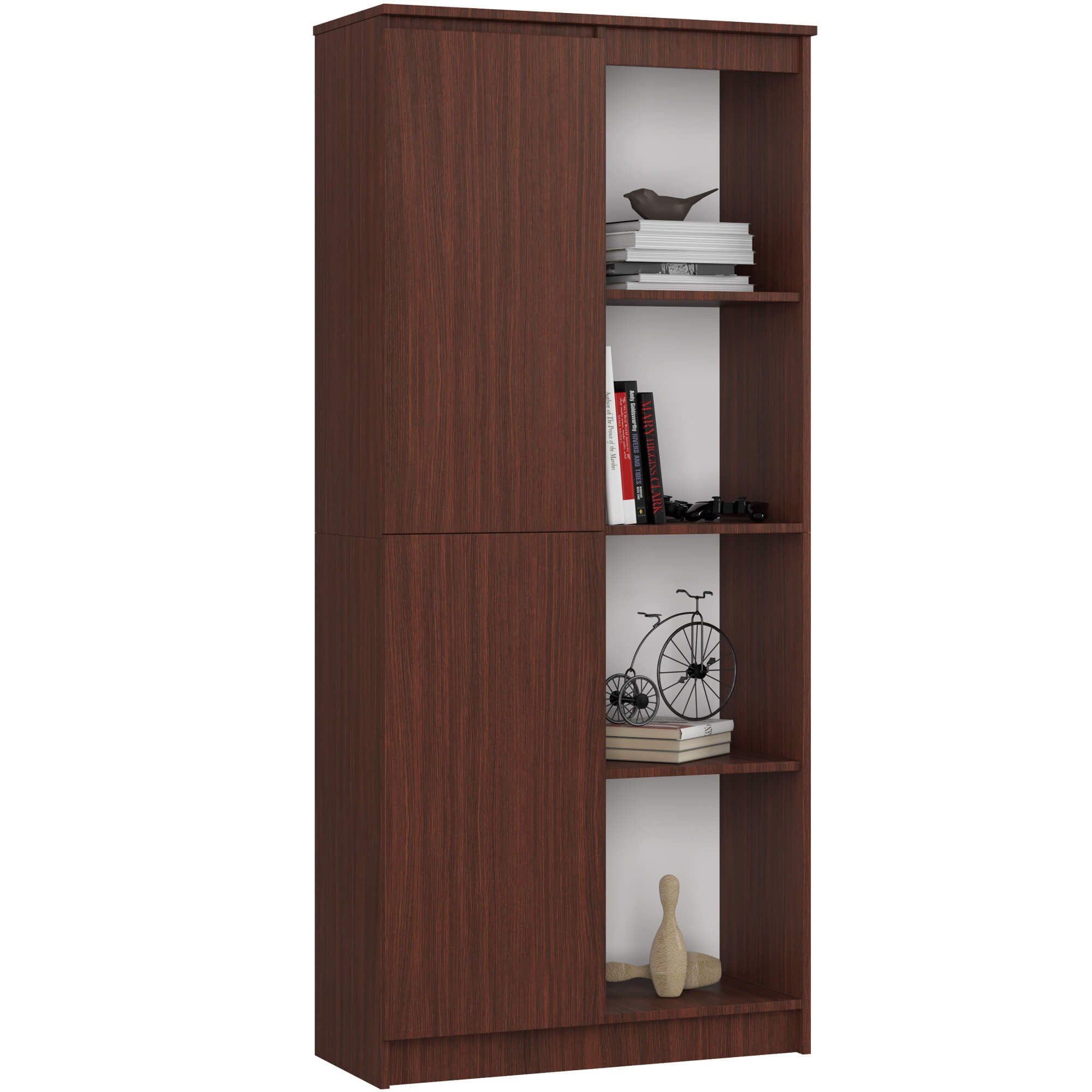Regał AKORD R80 Wenge 80 cm 1 drzwi kolor Wenge mat 8 półek 80x35x180 cm