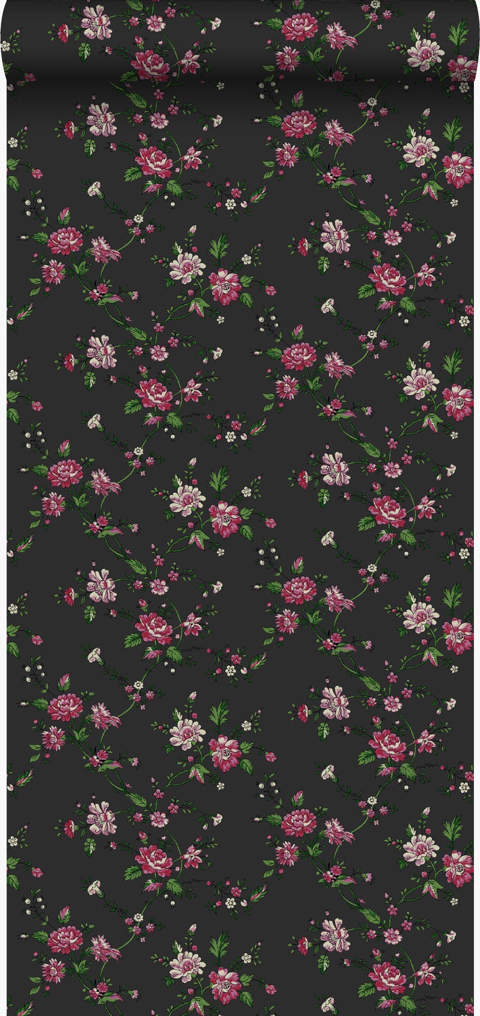 Tapeta kwiaty czarnymIróżowym - 53 cm x 10.05 m - ORIGIN