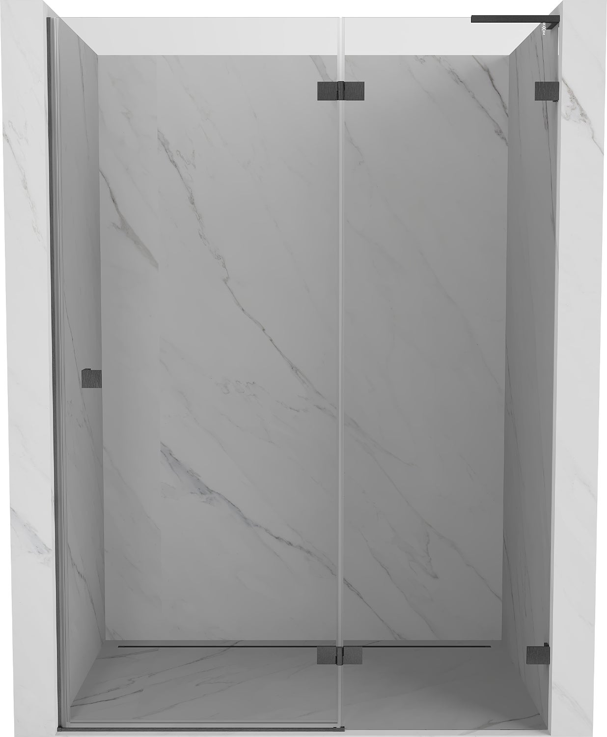 Mexen Lunar L drzwi prysznicowe uchylne prawe 135 cm, transparent, gun gray szczotkowany - 834L-135-000-66-00-P