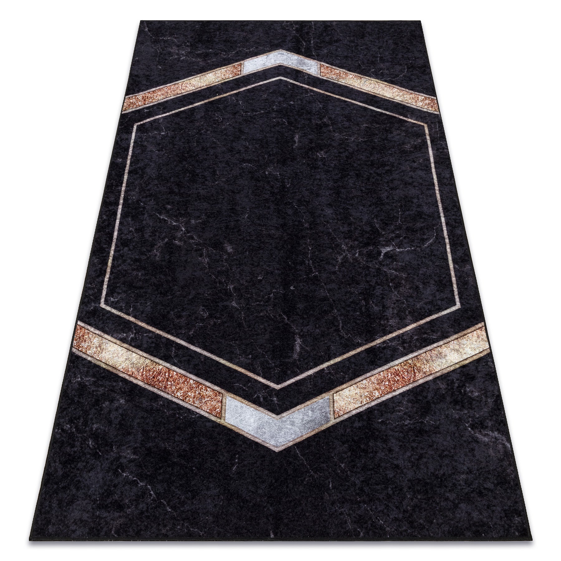 Dywan do prania MIRO 52025.802 Marmur, geometryczny antypoślizgowy - czarny 160x220 cm