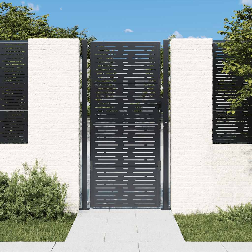 Vidaxl Puerta De Jardín Antracita 100X175 Cm De Acero Con Diseño Cuadrado Gris , Leroy Merlin