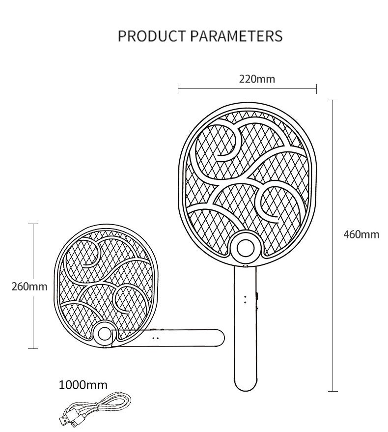 Zapper anti-moustiques, tapette à mouche électrique pliable, Rechargeable par USB, tueur de moustiques d'intérieur et tueur d'insectes - 2
