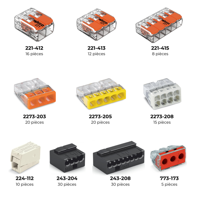 L-BOXX® Mini 166 bornes panachées Série 221, 2273, 773, 224, et 243 - WAGO - 887-950 - 3