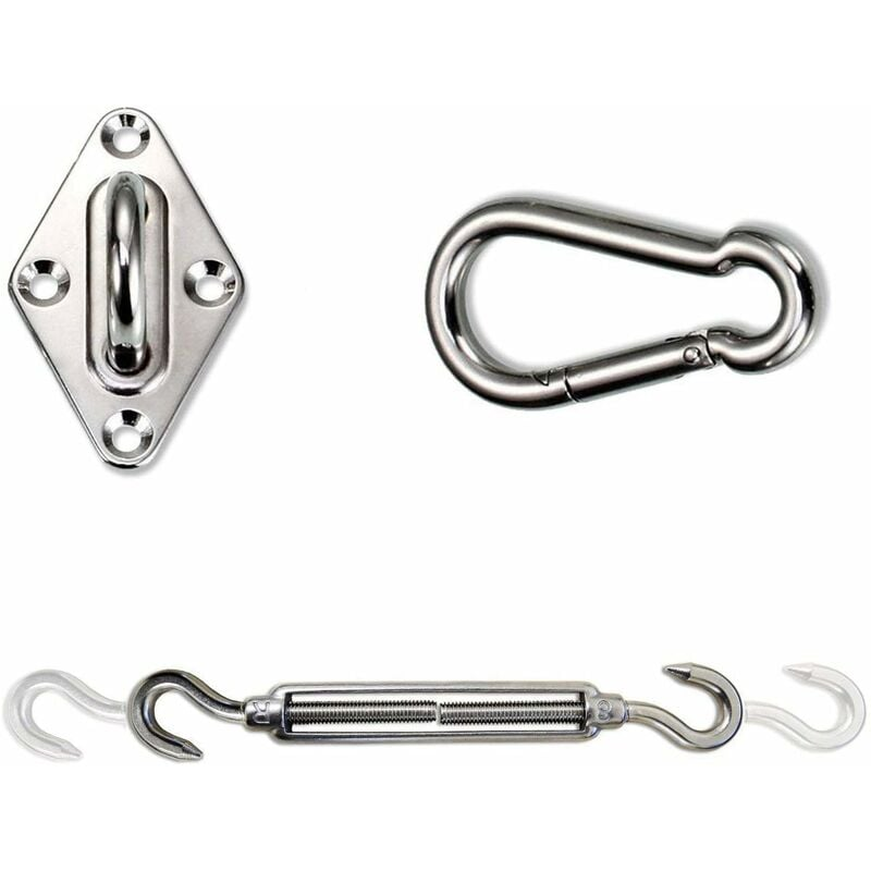Kit de fixation de voile d'ombrage-Kit en acier inoxydable 304, accessoires de fixation de matériel de voile d'ombrage, tissu d'ombrage triangulaire - 3