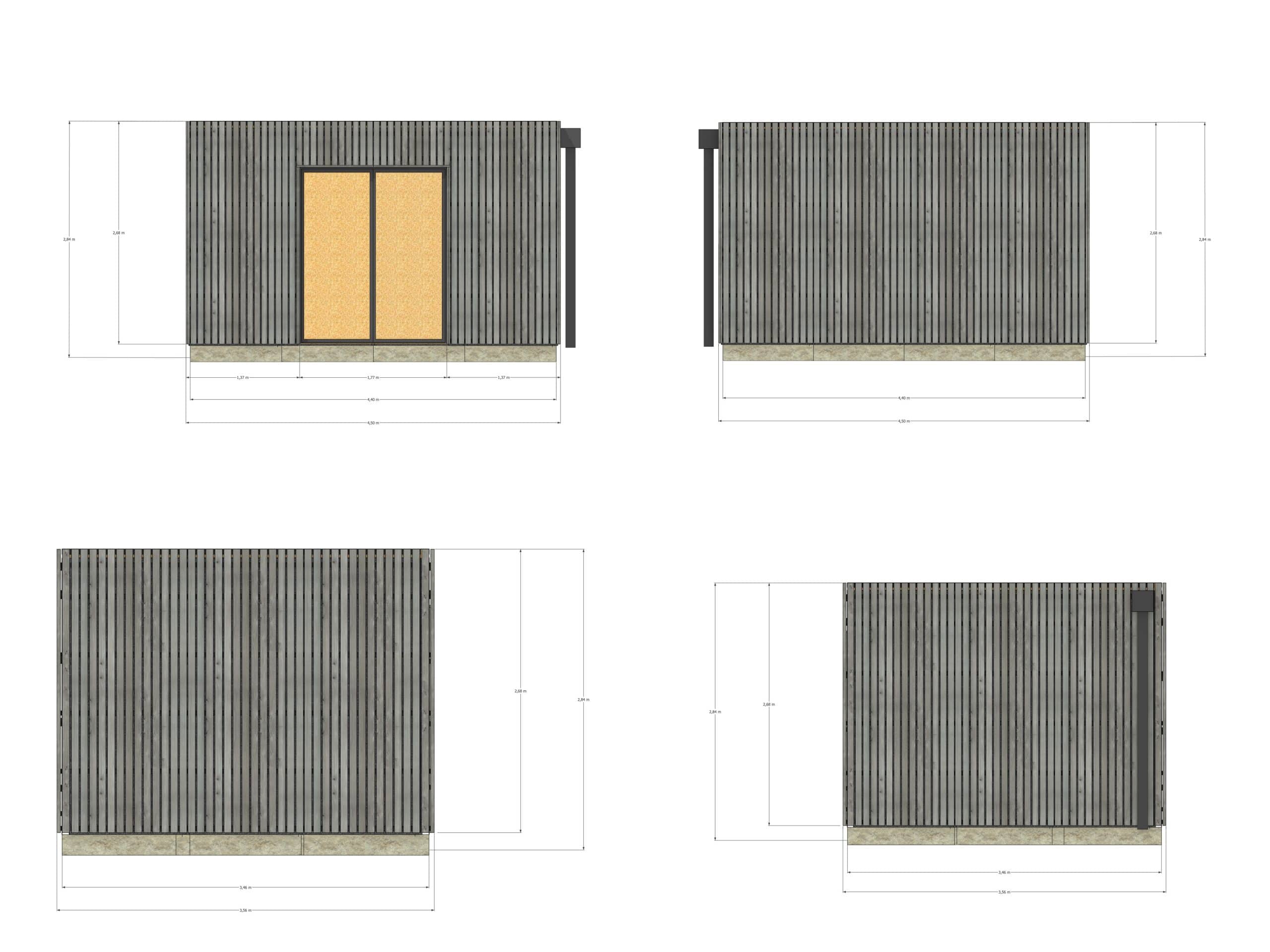 Dépendance de jardin à louer en bois 4,4 x 3,5 x 2,7 m / menuiseries alu k-line - 4