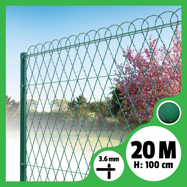 Bordure parisienne ronde longueur 20m - Vert, 100cm, 3.6mm