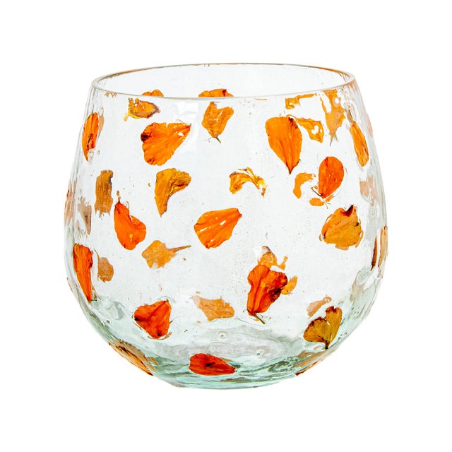 PORTAVELAS CRISTAL C/HOJAS NARANJA- Envio gratuito en Península