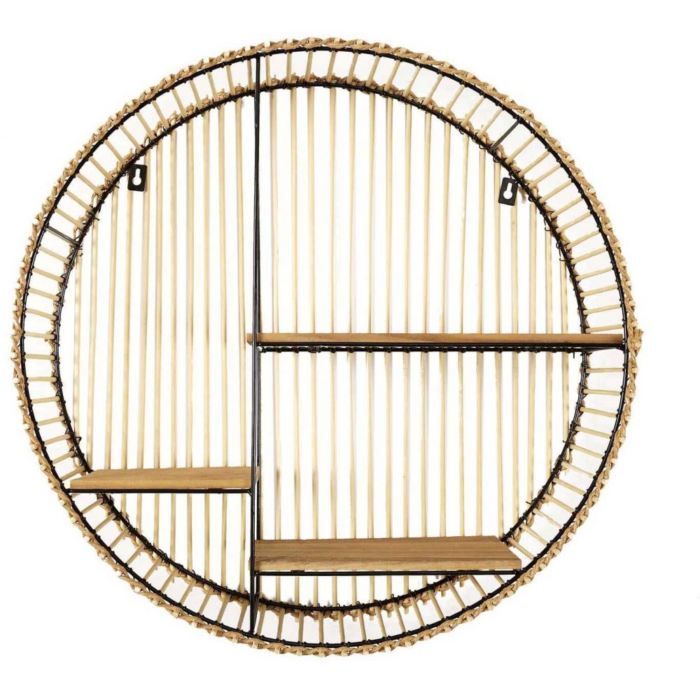 Etagere - Home Deco Factory - Java - Ronde - Compartimentée - Noir Et Beige - 7