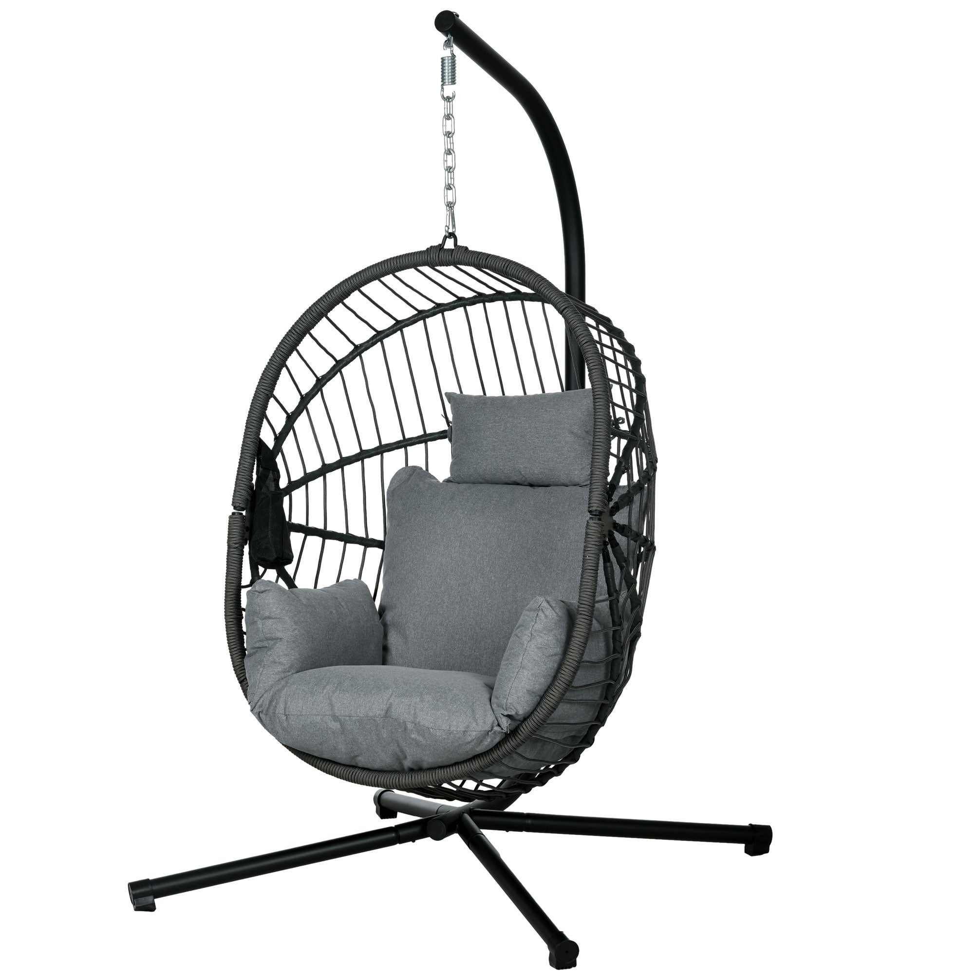 Chaise suspendue d’extérieur Chaise suspendue, incluant rembourrage, chaise à œufs, 120 cm x 106 cm x 188 cm, gris - 2