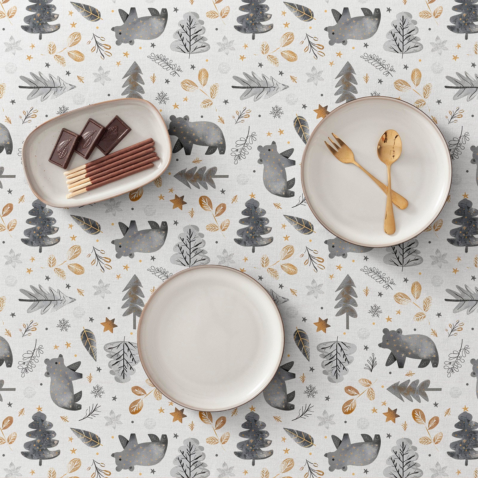 Tovaglia natalizia antimacchia rettangolare in tessuto di cotone 160x100 cm - Cheer - 4