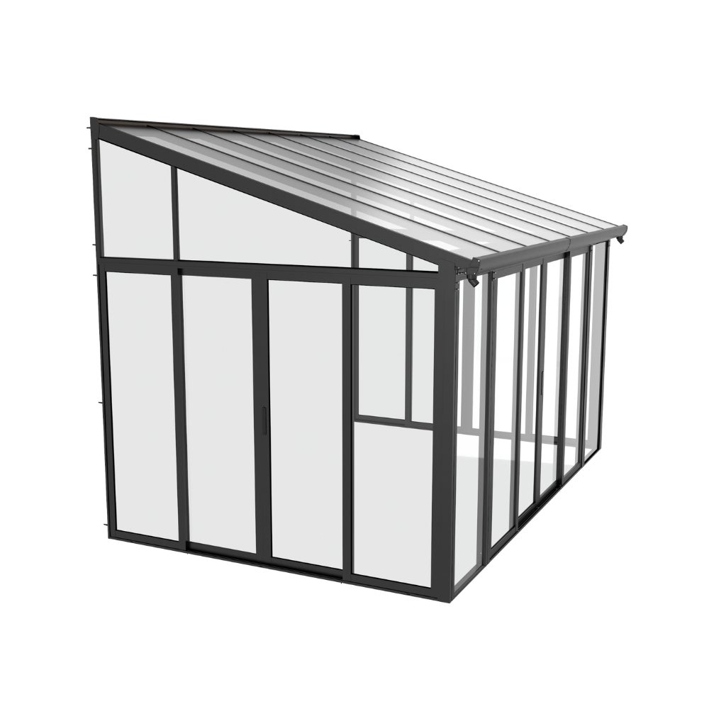 HOME DELUXE - Véranda AMARIS - Anthracite - L/P/H : 312 / 224 x 428 x 300 cm - avec panneaux alvéolaires, panneaux en polycarbonate, matériel de - 8