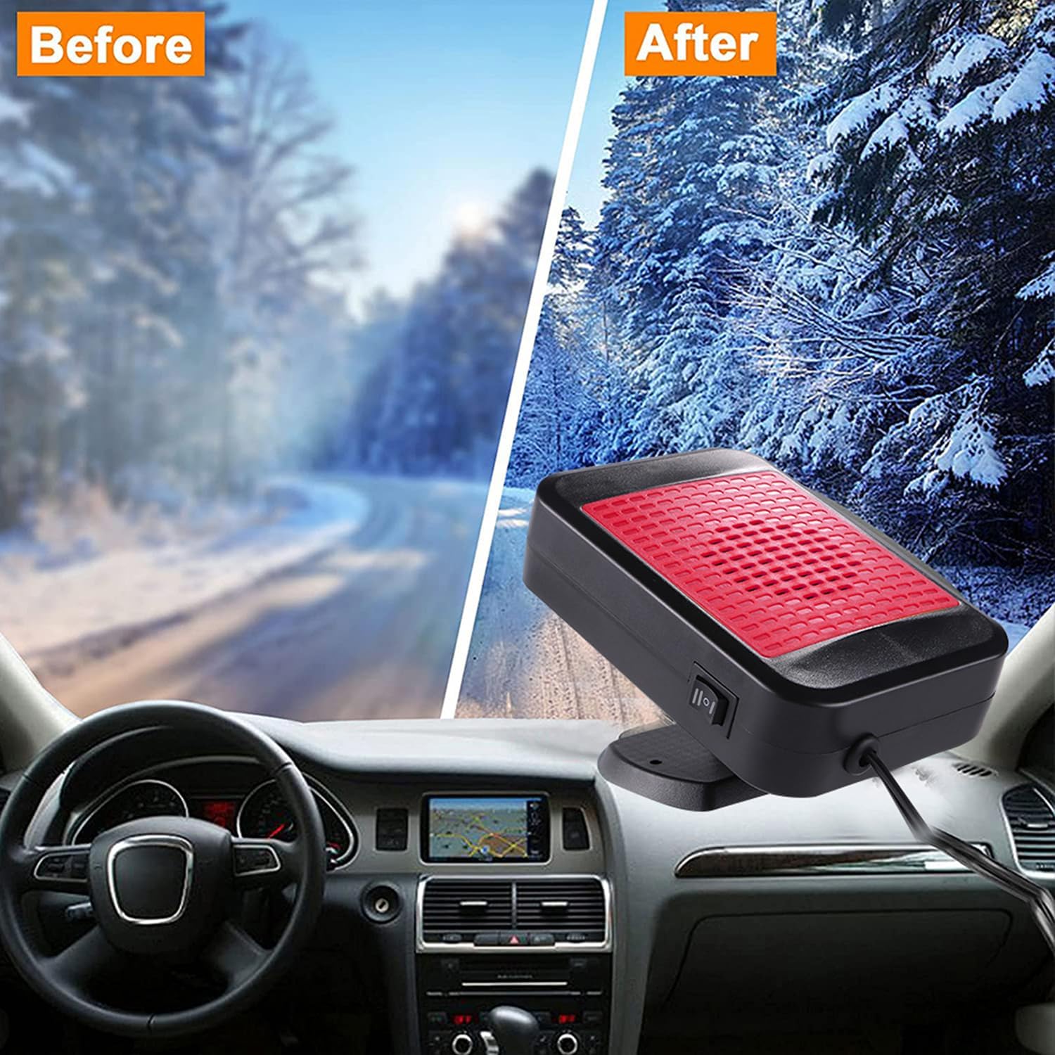 Chauffage de Voiture 12V 200W, Chauffage et dégivrage de Voiture Portable, Dégivrage de Pare-Brise, 2 en 1 Chauffage et Refroidissement Dégivrage - 3