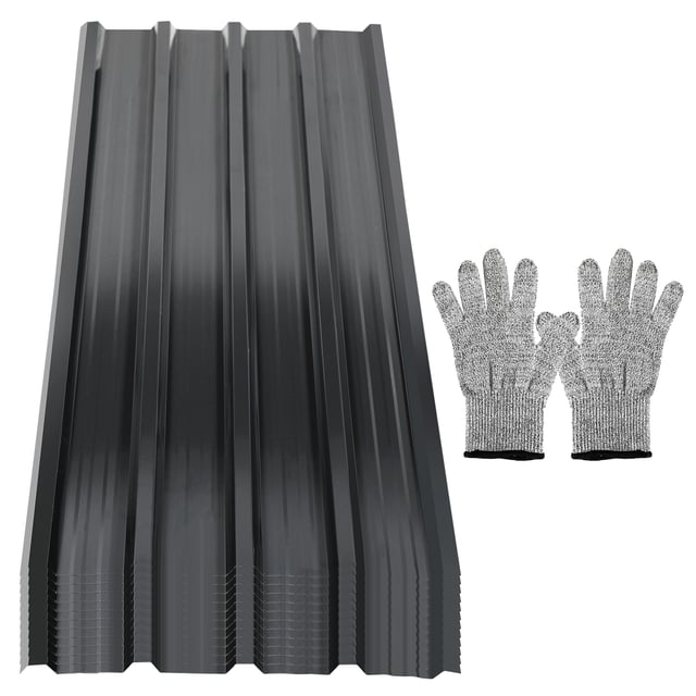 Plaque en acier pour toiture, taille : 1,28 m x 0,46 m, épaisseur : 0,25 mm | Anthracite | Pour une zone de 21㎡ (36 unités)