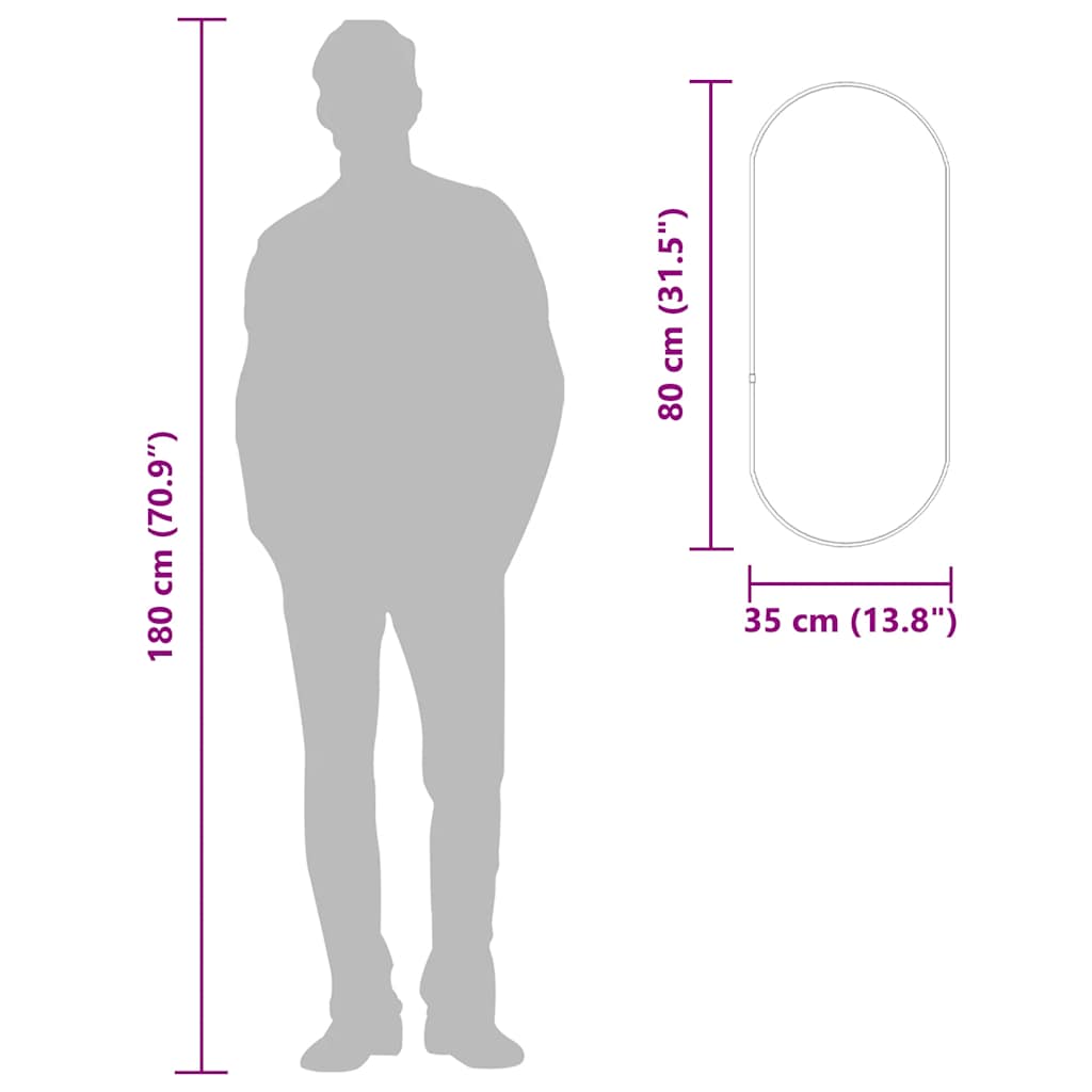 Miroir mural Noir 80x35 cm Ovale - 7