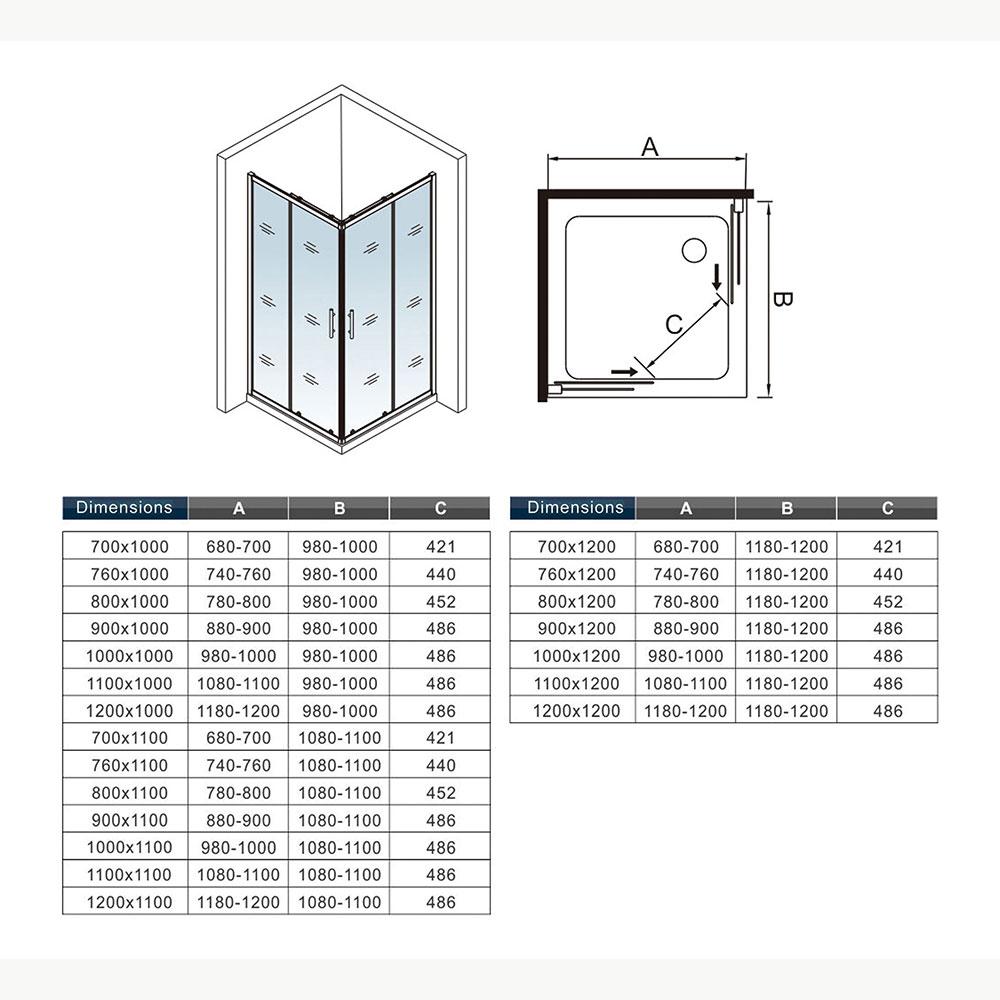 Océan Cabine De Douche 80x120x195cm En 6mm Verre Anticalcaire Porte De Douche Coulissante L'ccès D'angle - 5