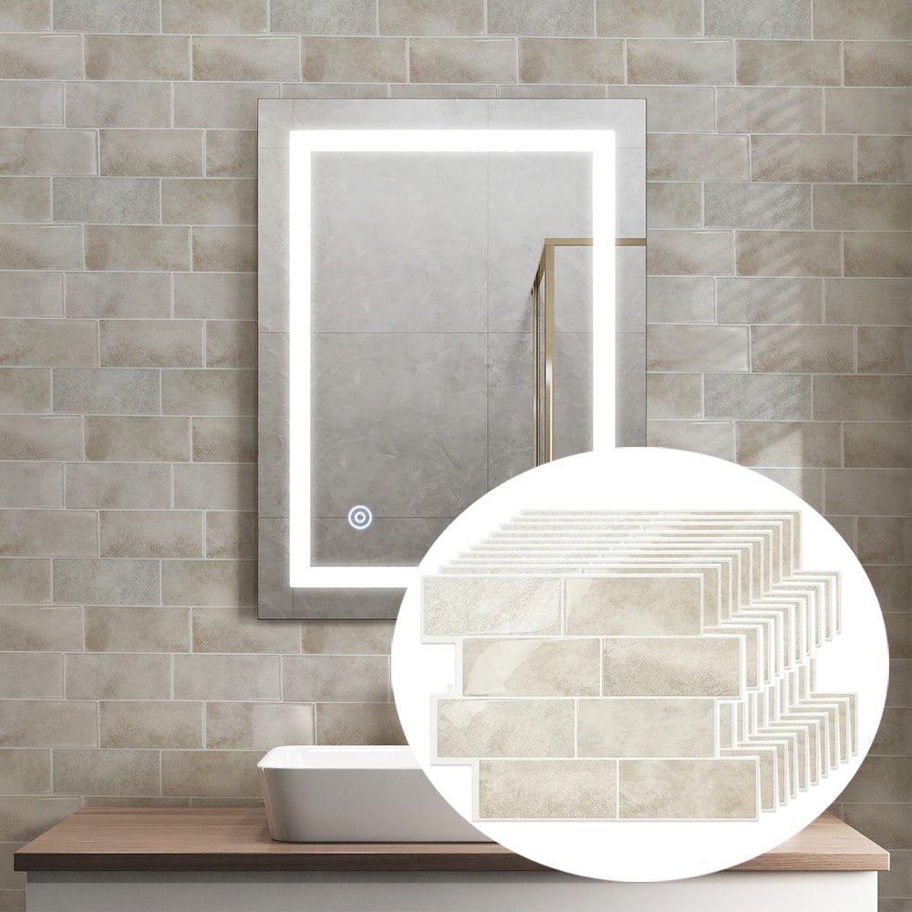 20-Sheets Tiles Peel and Stick Backsplash - 3D Samoprzylepne płytki ścienne do kuchni i łazienki - khaki