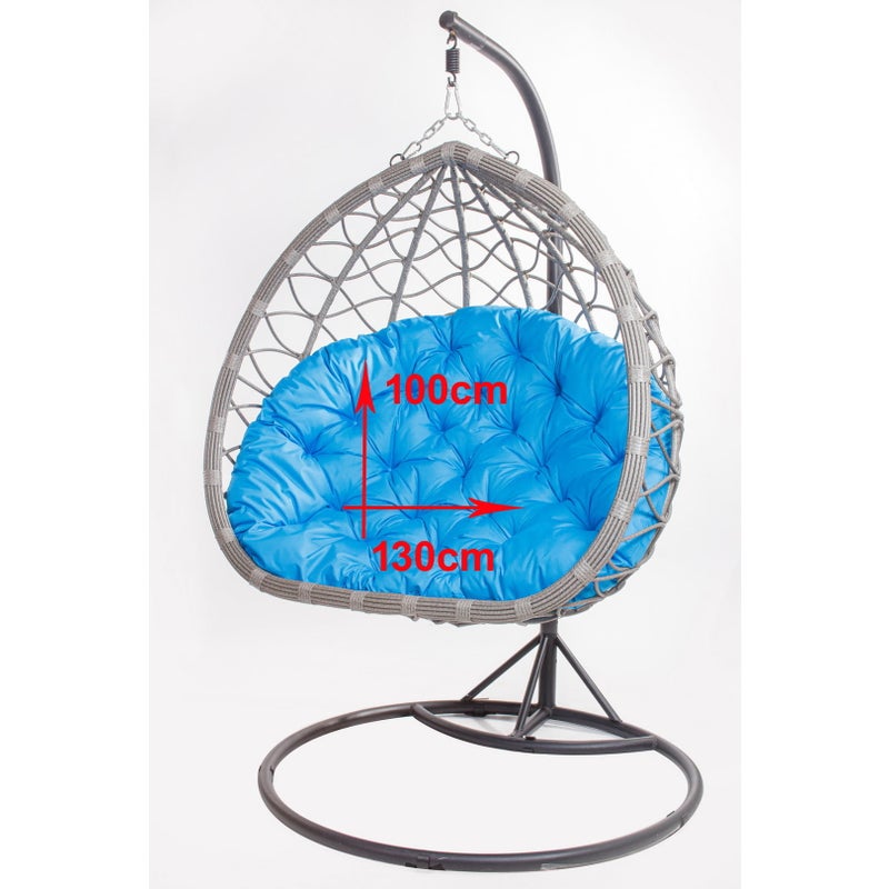 PODUSZKA OGRODOWA NA FOTEL WISZĄCY KOKON 130x100 CM NIEBIESKA PODUCHA NA HUŚTAWKĘ PODUSZKA NA BOCIANIE GNIAZDO PODUSZKA NA KRZESŁO DWUSTRONNA