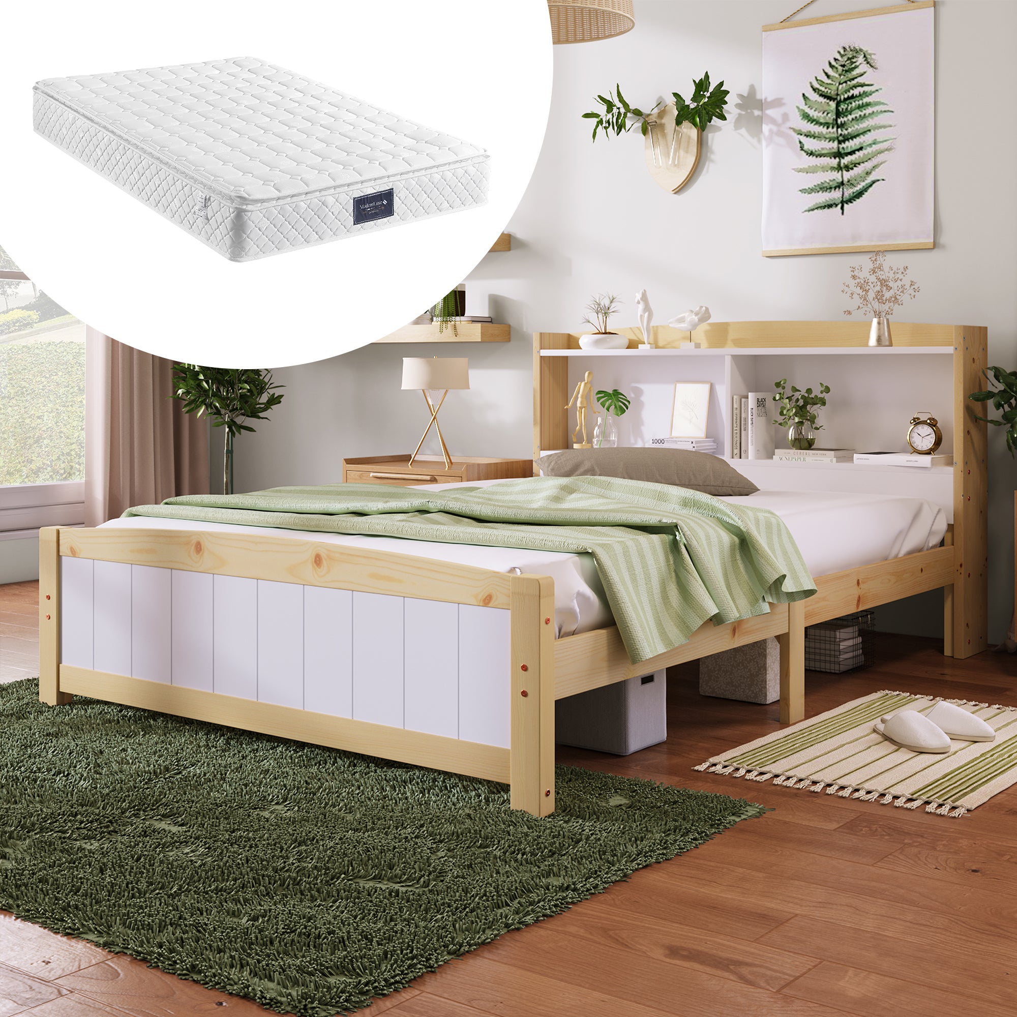 KecDuey Letto imbottito 140 x 200 cm con striscia luminosa a LED