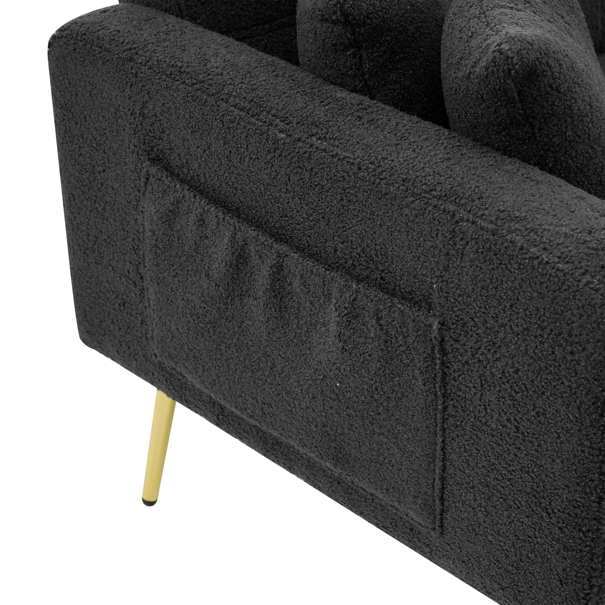 Canapé-lit 175x64x72cm inclinable avec fonction lit et rangements latéraux - Pieds dorés et coussin inclus - gris foncé - 8
