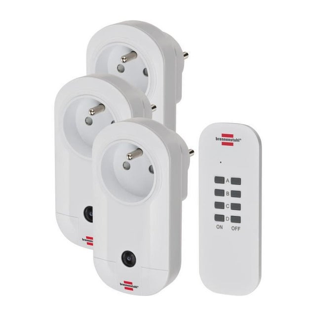 Brennenstuhl Set de prises telecommandees Confort-Line, 3 prises pour linterieur