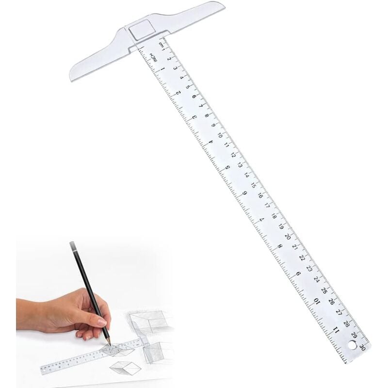 Lot De 2 Règles En T Plastique Transparent – Pour Dessin Technique, Architecture, Bricolage, échelle Précise