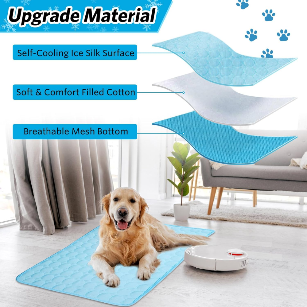 Tapis rafraîchissant pour chien (50 x 60 cm) - Tapis rafraîchissant pour animaux de compagnie - Couverture auto-rafraîchissante pour chiens et chats - - 3