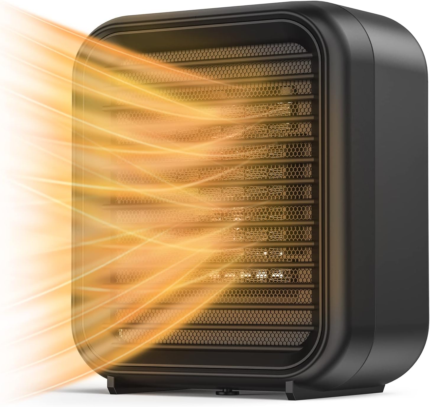 Miniaturowy ceramiczny grzejnik elektryczny z 2 poziomami mocy, z zabezpieczeniem przed przegrzaniem i przewróceniem.