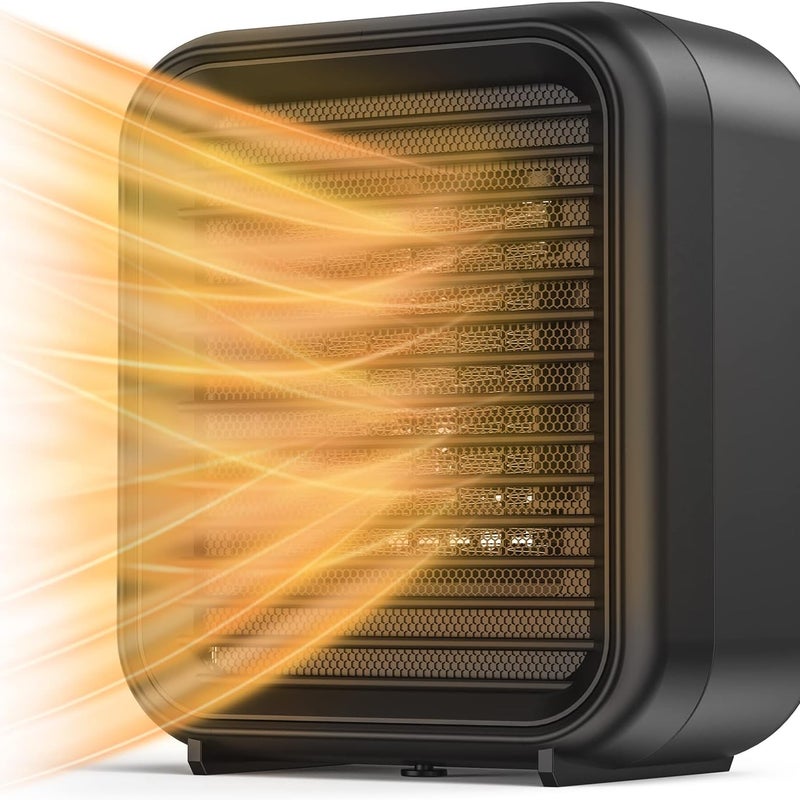 Miniaturowy ceramiczny grzejnik etryczny z 2 poziomami mocy, z zabezpieczeniem przed przegrzaniem i przewróceniem.