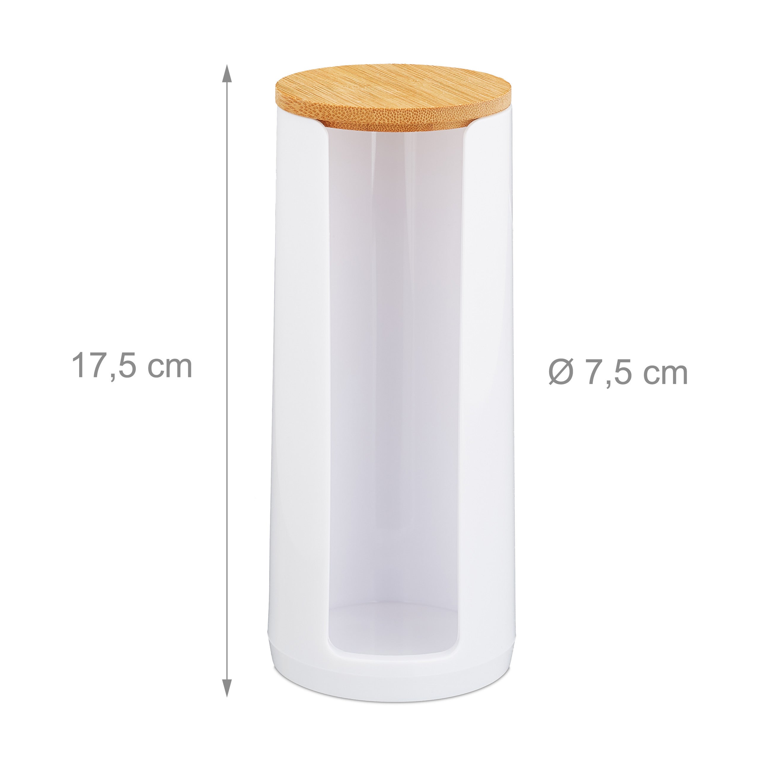 Lot de 2 distributeurs ronds de cotons en acrylique et bambou avec couvercle, pour salle de bains, 17,5 x ø 7,5 cm, mélange de couleurs 1, Relaxdays - 4
