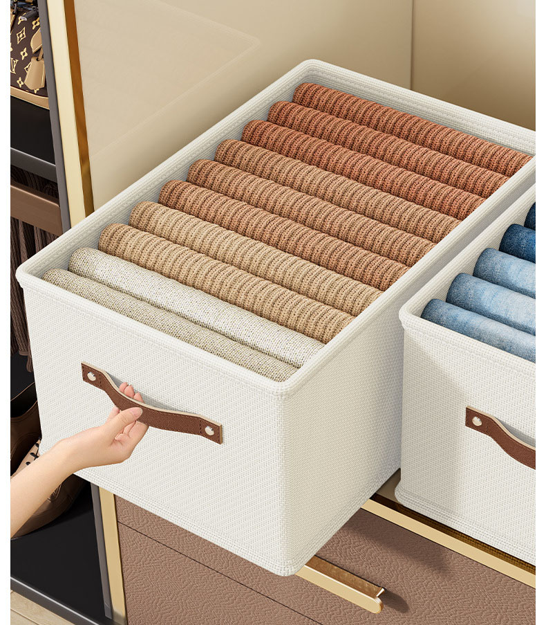 3 boîtes de rangement pour vêtements, grande capacité, élégantes, pliables et peu encombrantes - 7