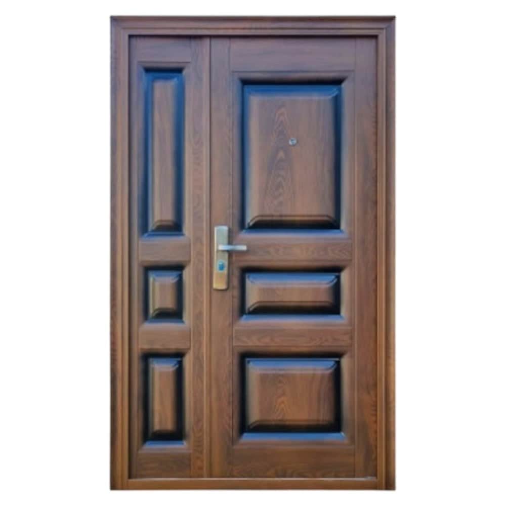 Usa metalica dubla de exterior cu izolatie Novo Doors ND5001, 150x200 cm, Deschidere dreapta, Tabla 0.7 mm, Pentru case, Maron deschis
