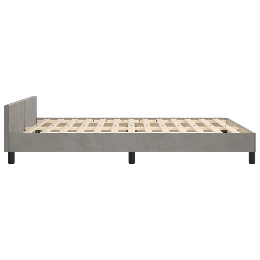 Cadre de lit sans matelas en velours gris clair pour la chambre, 140 × 200 cm - 7