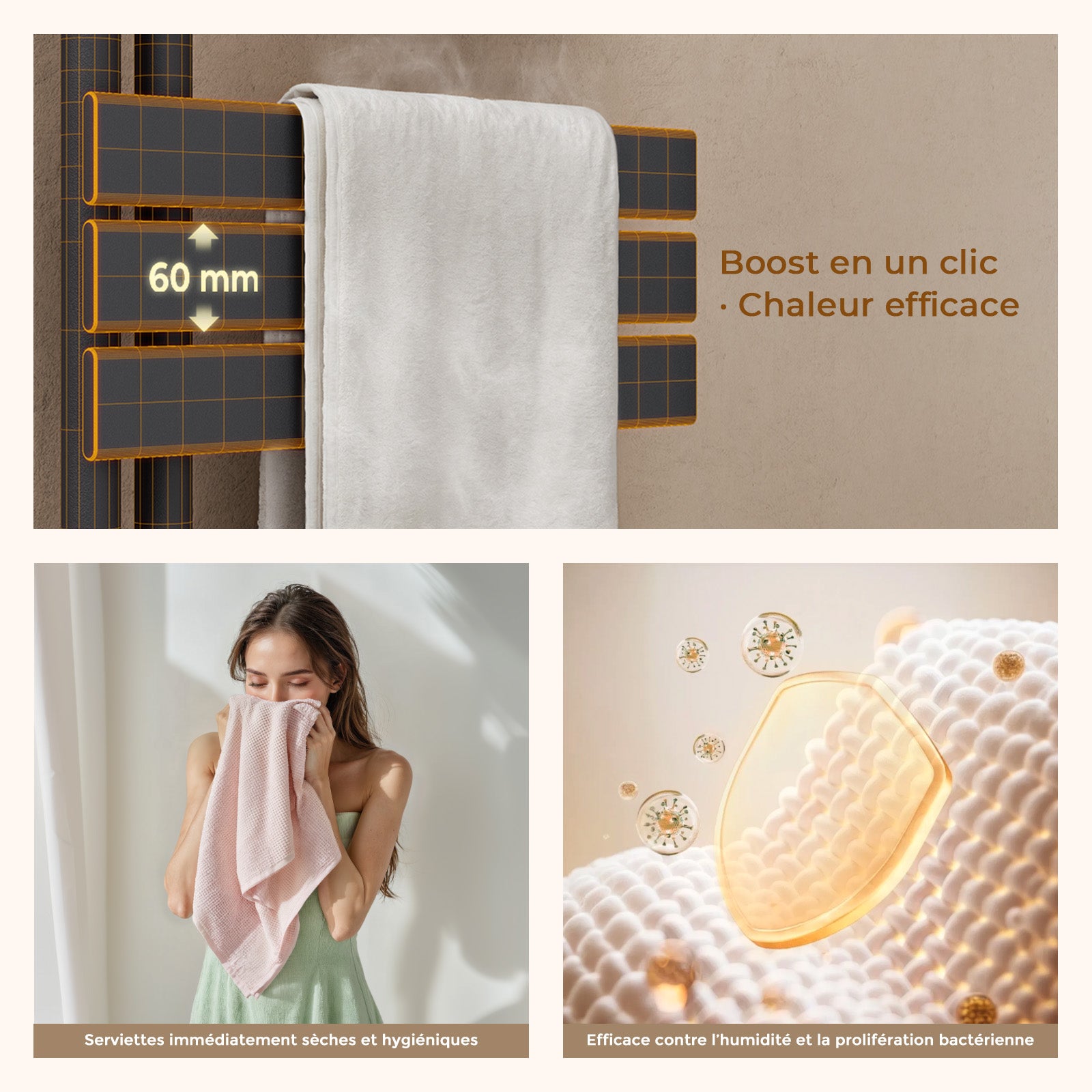 S'AFIELINA Scaldasalviette Elettrico Smart WiFi con Termostato Digitale, Programmabile via App, Asta Riscaldante, antracite, 132x50 cm 800Watt - 4