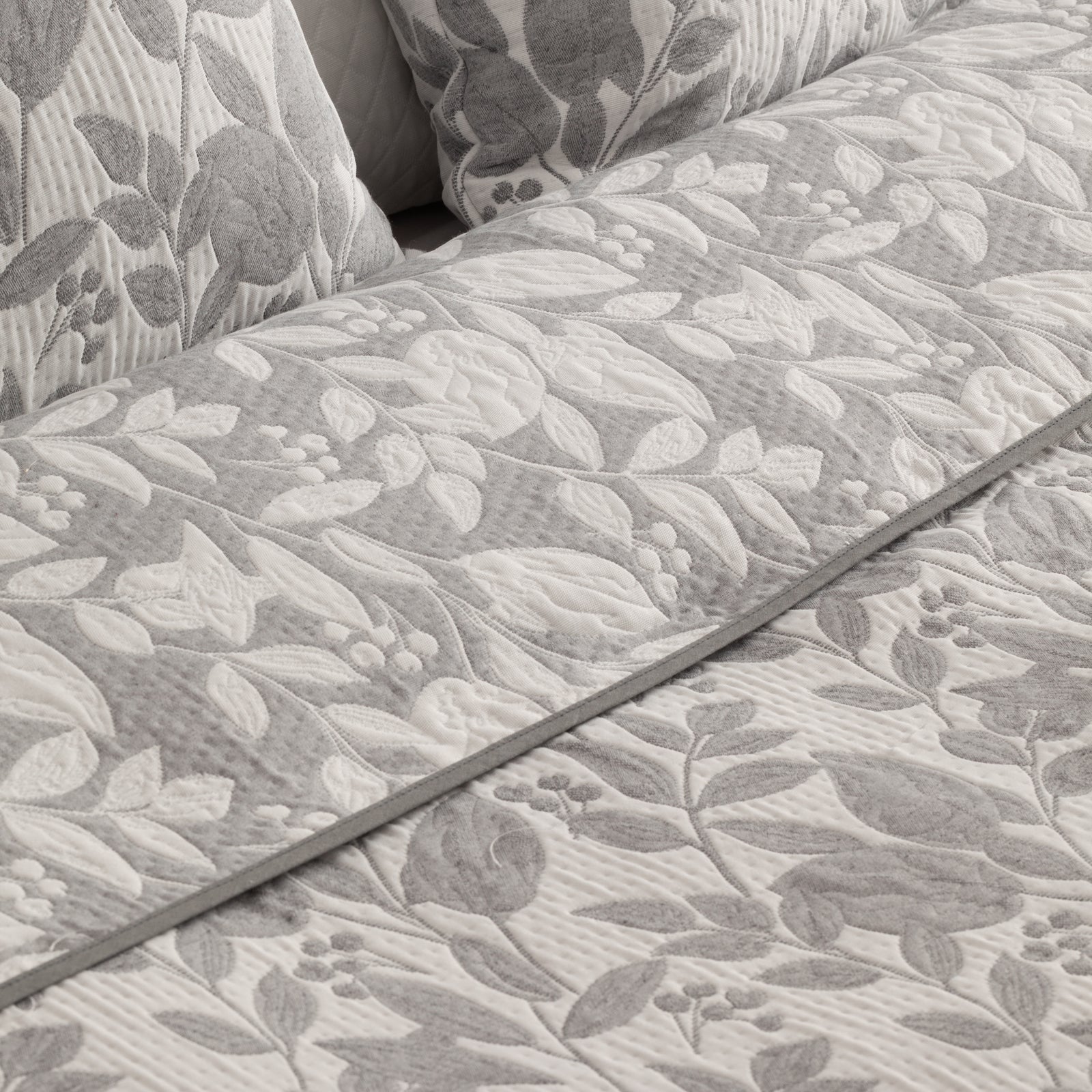 Colcha cama 105 cm leve entretempo primavera verão Floral jacquard algodão respirável, 200x270 cm, cor Cinza - 6