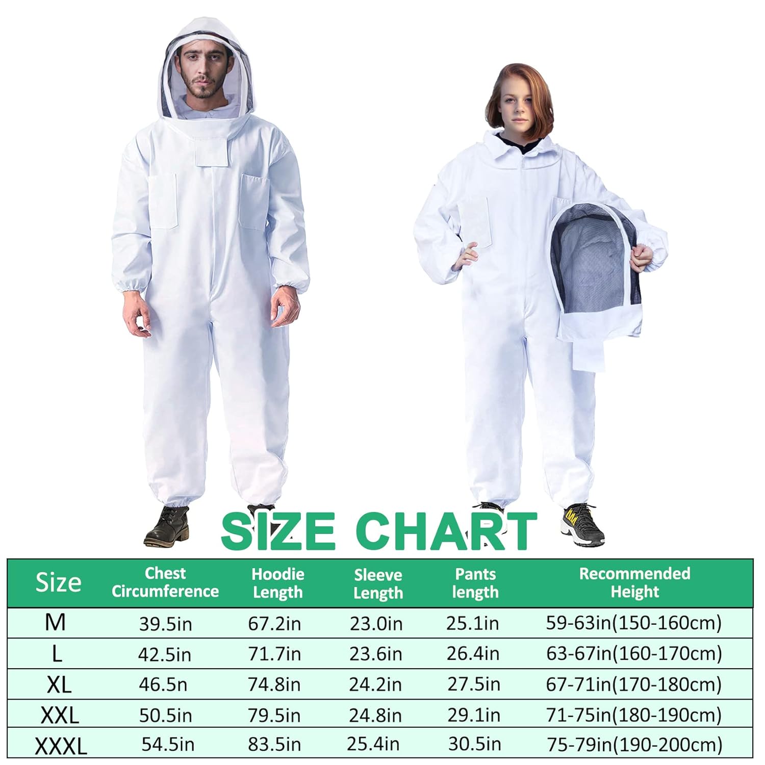 Combinaisons d'abeilles professionnelles pour hommes et femmes, combinaisons d'apiculture avec gants et capuches ventilées,pour jardin (XXL) - 3
