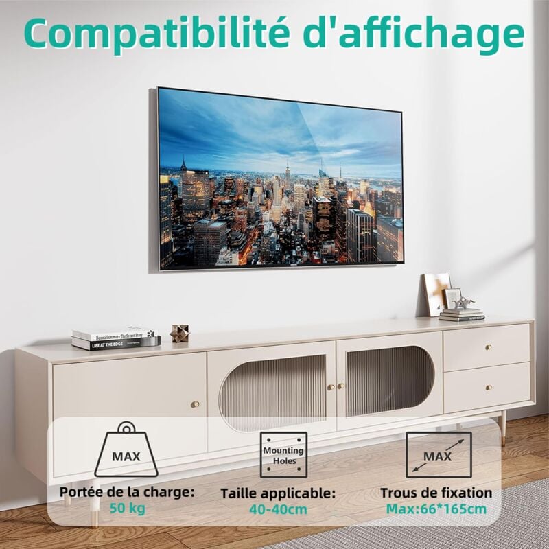Support Mural Pour TV 23 à 63 Pouces - Niveau Intégré - Installation Facile Et Sécurisée