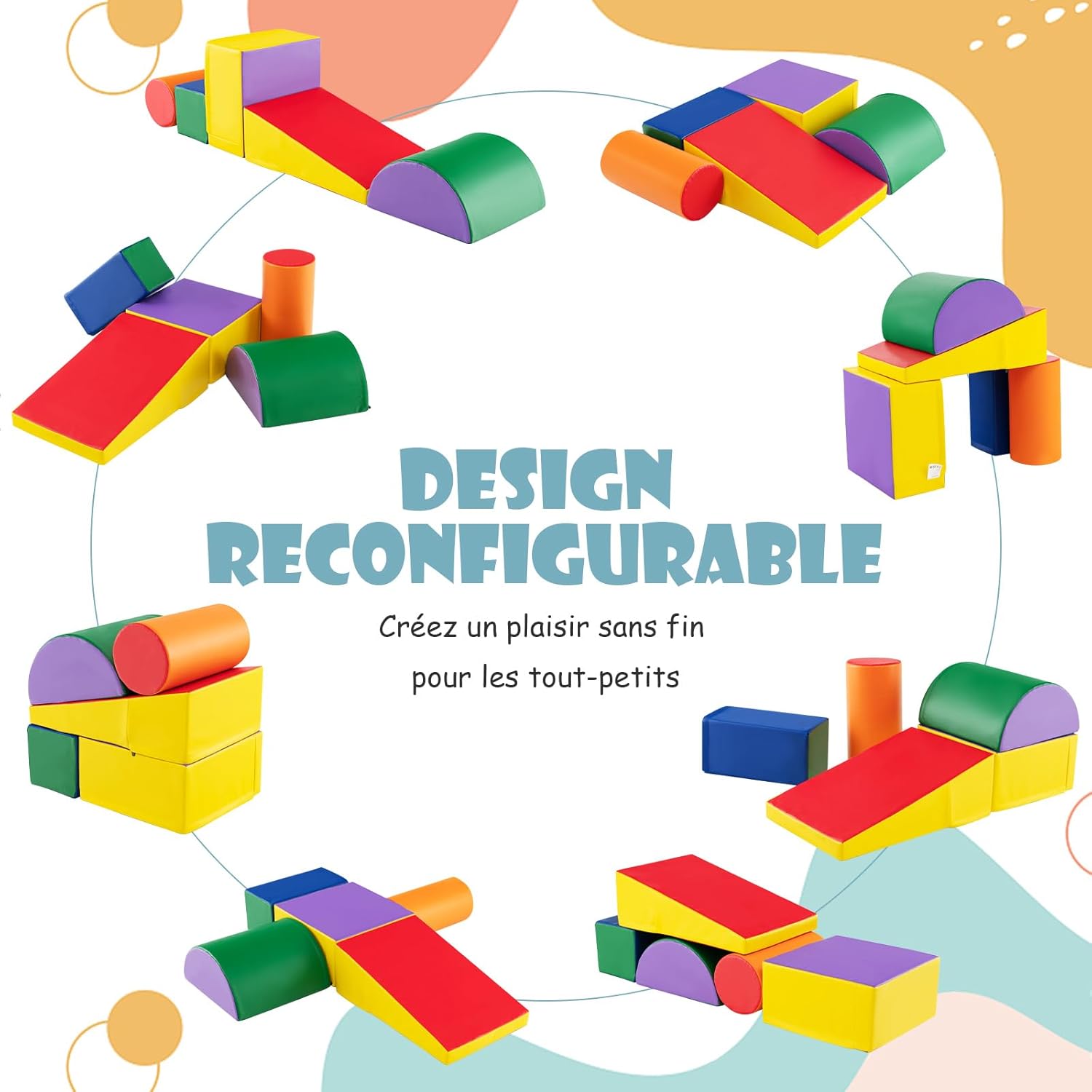 5 PCS Parcours de Motricité Bébé, Module Motricité en Mousse PU avec Remplissage en EPE, Jouets Éducatifs Convient pour Enfants d'Âge Préscolaire - 3