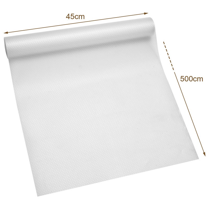 3x Tapis Fond de Tiroir Antiderapant Non-adhésif EVA Transparent Tapis Plastique Protection Pour Frigo Cuisine - Blanc - 45x500cm - 2