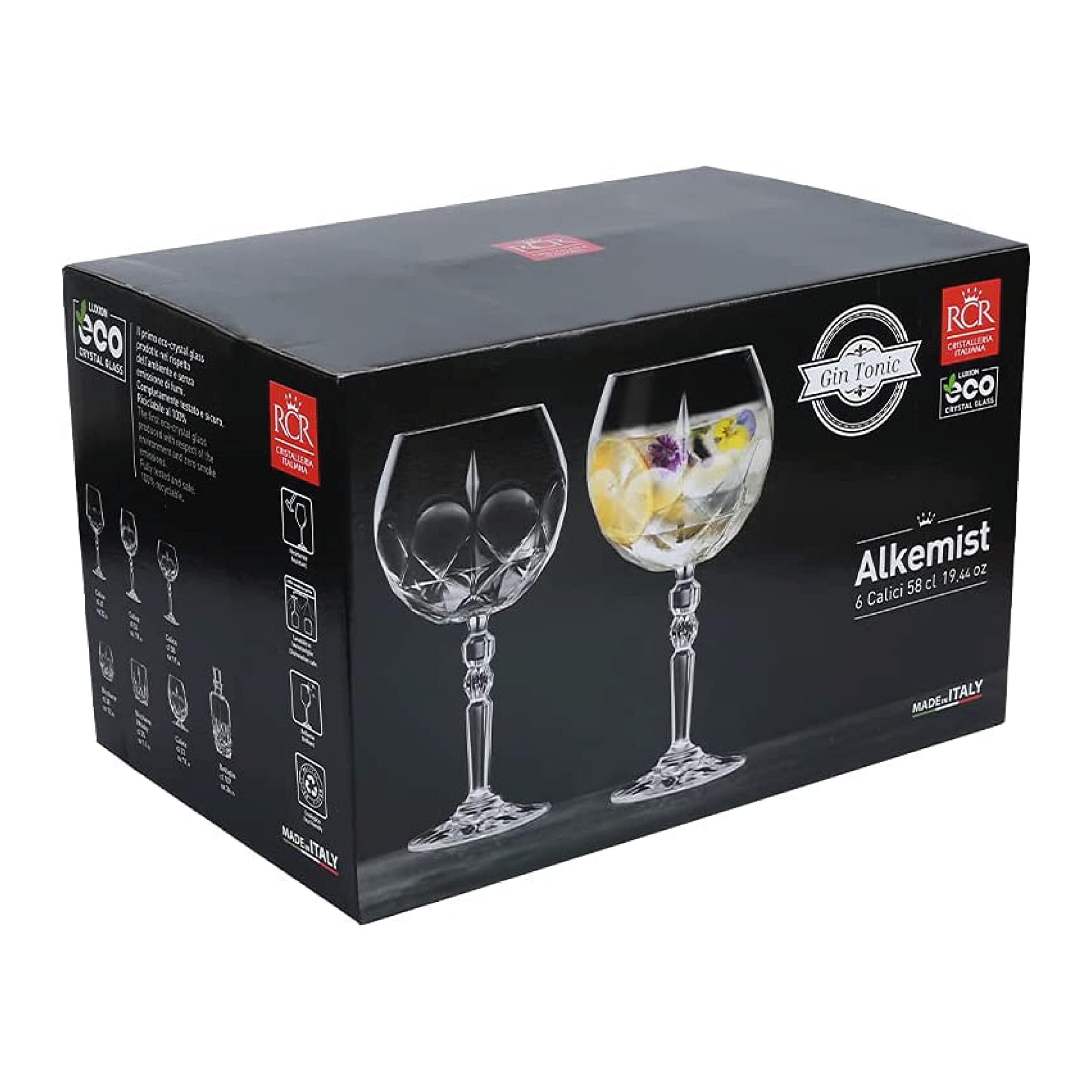 RCR Cristalleria Alkemist - Set 6 Bicchieri Cocktail Per Gin Tonic, Vetro Cristallo 58 Cl - Foto 13