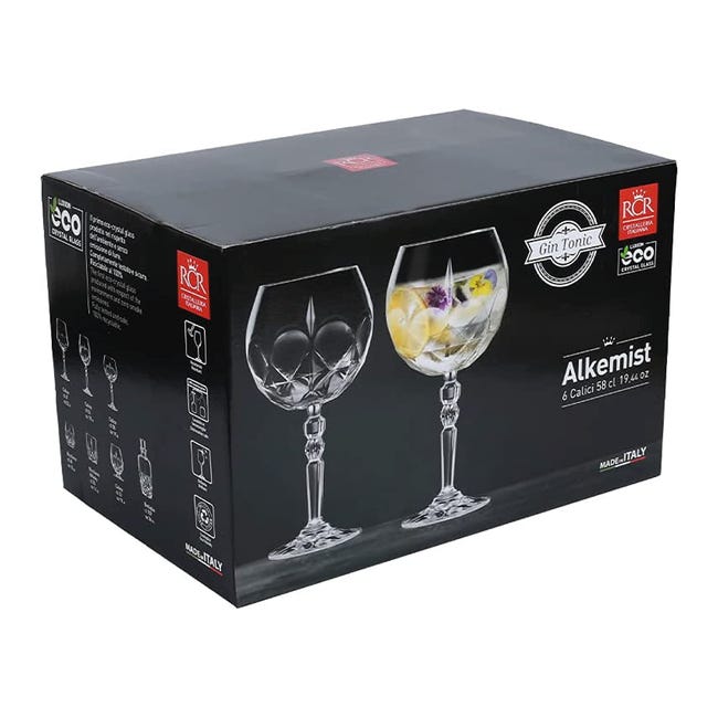 RCR Cristalleria Alkemist - Set 6 Bicchieri Cocktail Per Gin Tonic, Vetro Cristallo 58 Cl - Foto 13