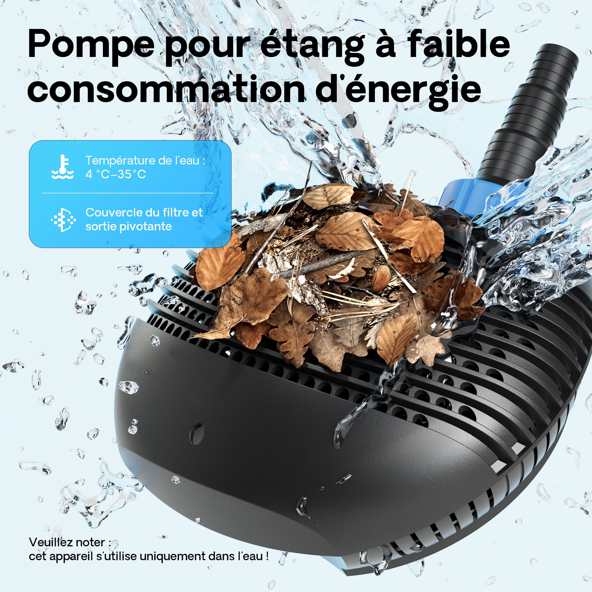 CTF-5000 Pompe de Bassin SuperECO - 300 x 350 x 165 mm - débit max. 5000 l/h / 30 W / refoulement max. 3,3 m - avec câble 10 m - Filtration… SunSun... - 4