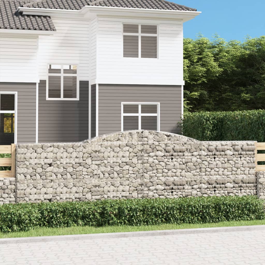 Kosze gabionowe, 15 szt, 400x50x120/140cm, galwanizowane żelazo vidaXL