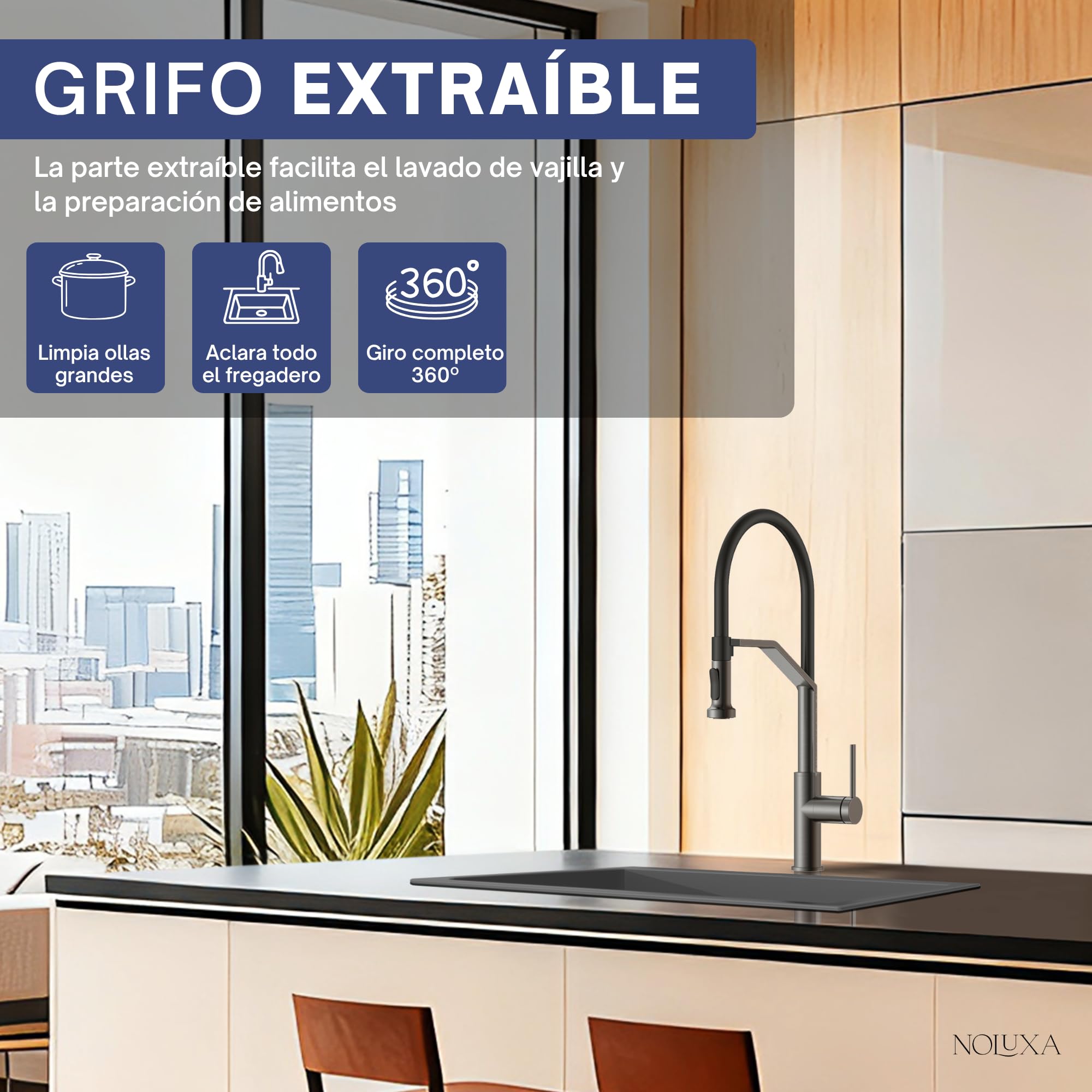 IMEX - Robinet Cuisine à Bec Flexible Black Gun Metal | Mitigeur ...