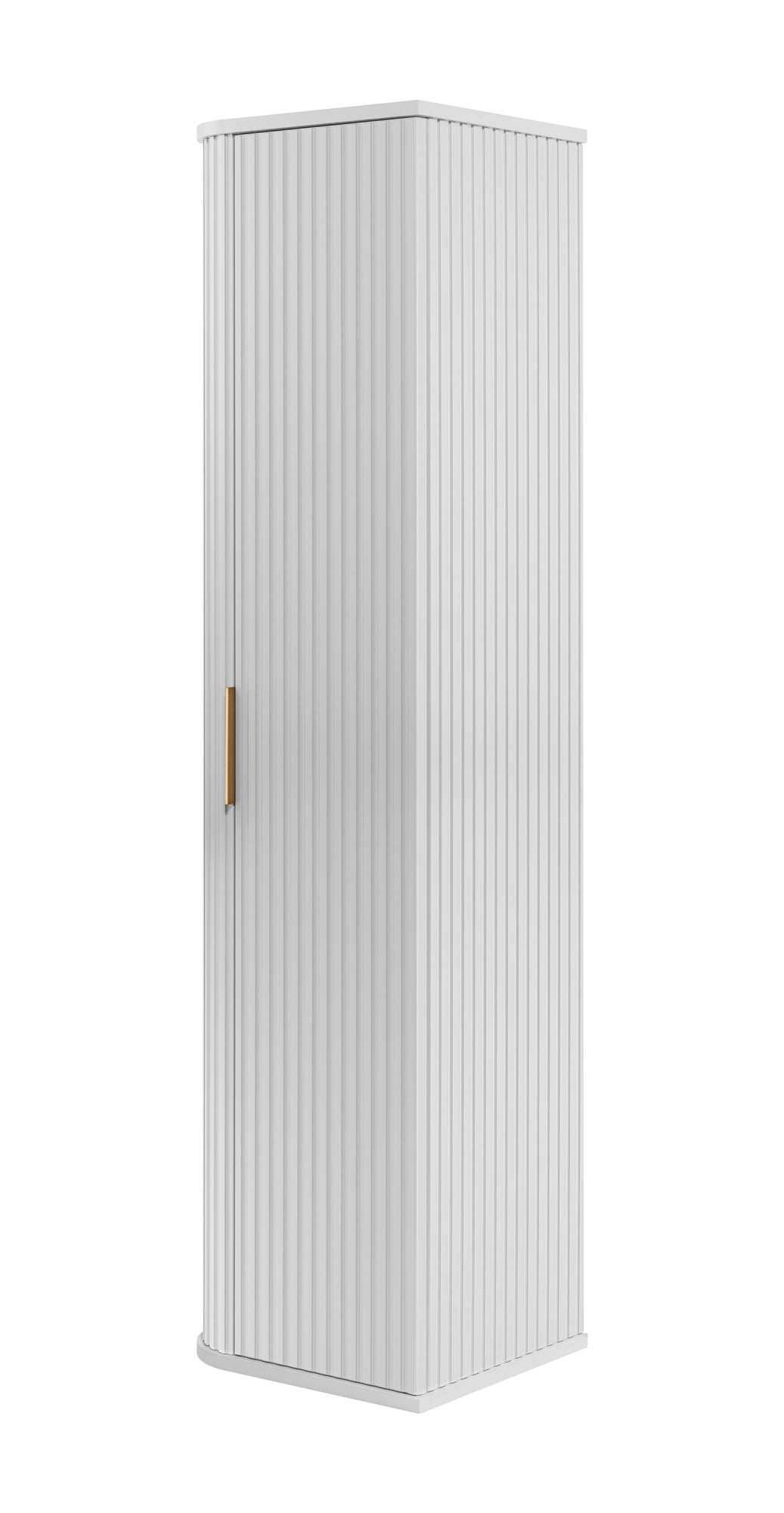 Słupek łazienowy GLAMOUR 35 x 139 cm biały wiszący ryflowany 2 kolory uchwytów